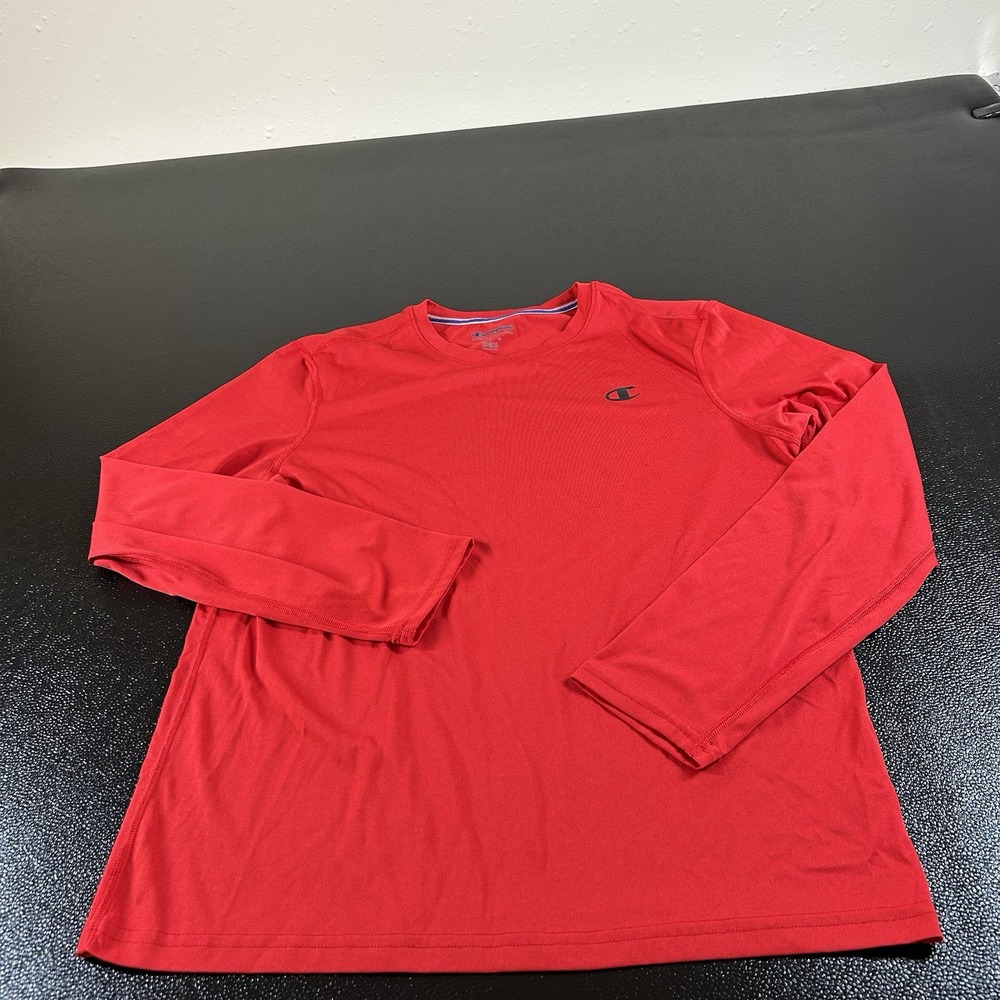 Champion Double Dry Long Sleeve Shirt Mens Medium Red Performance‎ Tee